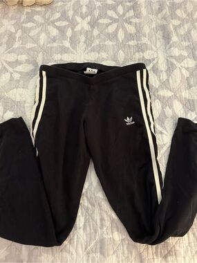 adidas Black Leggings with White Side Stripes